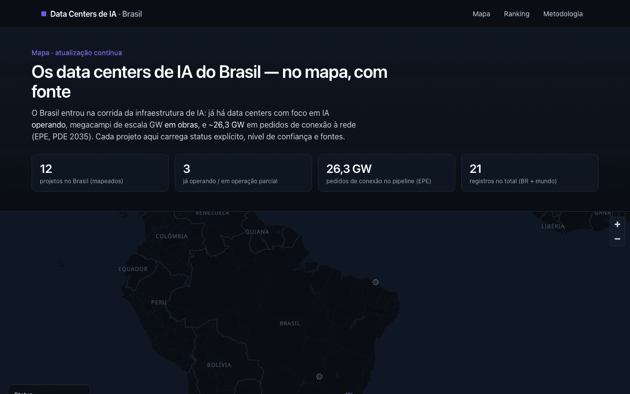 Screenshot of Data Centers