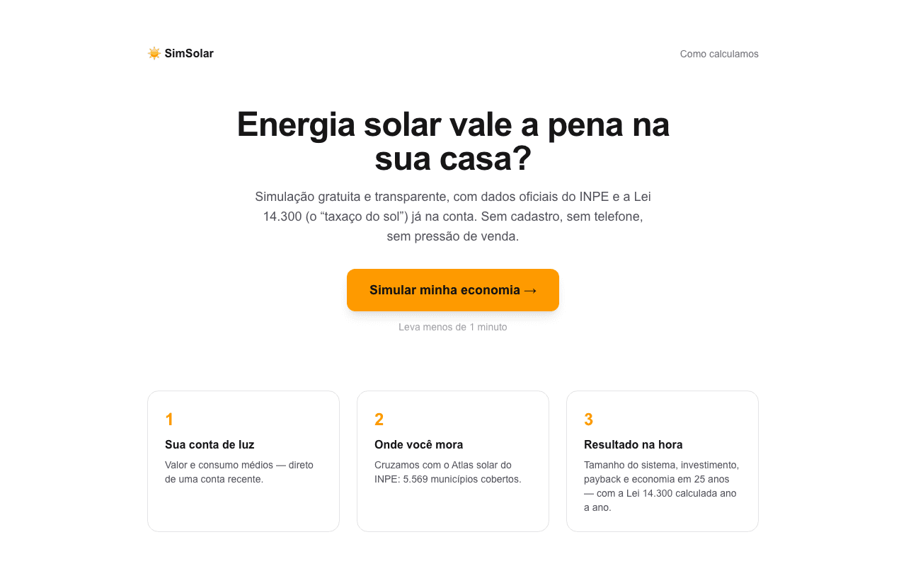 Captura de tela de SimSolar